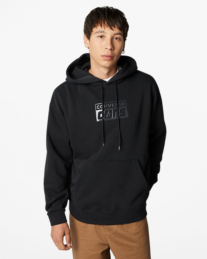 Men\'s Converse CONS Fleece Pullover Hoodie Black | AU 0581CN